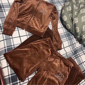 Brown Velour Tracksuit Set
